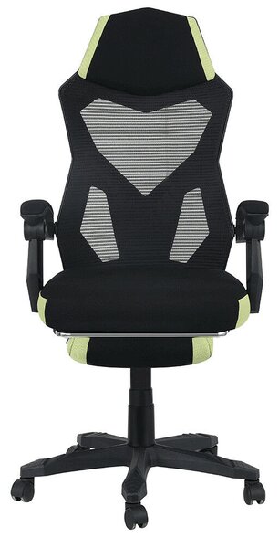 Irodai/gamer szék, fekete/zöld, teherbírás 150 kg, JORIK