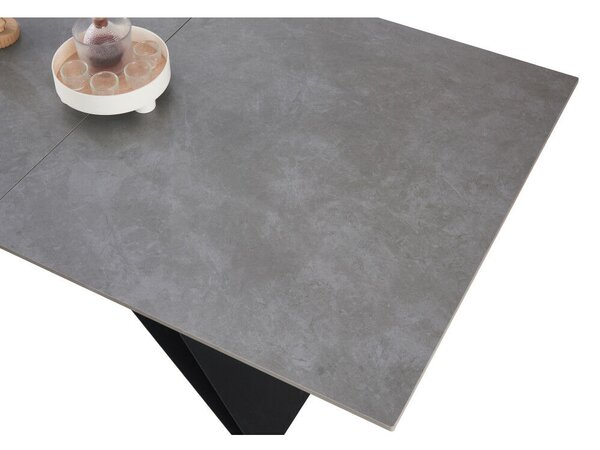 Kihúzható étkezőasztal, beton/fekete, 160-200x90 cm, MAJED