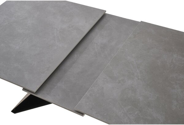 Kihúzható étkezőasztal, beton/fekete, 160-200x90 cm, MAJED
