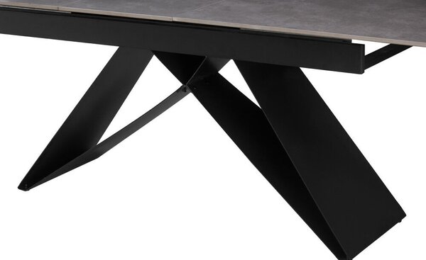 Kihúzható étkezőasztal, beton/fekete, 160-200x90 cm, MAJED