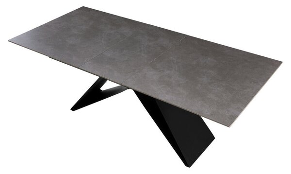 Kihúzható étkezőasztal, beton/fekete, 160-200x90 cm, MAJED