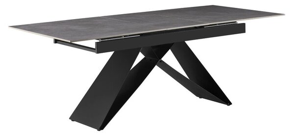 Kihúzható étkezőasztal, beton/fekete, 160-200x90 cm, MAJED