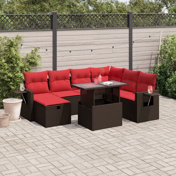 VidaXL 8 db barna polyrattan kerti kanapégarnitúra párnákkal