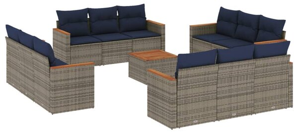 VidaXL 13 db szürke polyrattan kerti kanapégarnitúra párnákkal