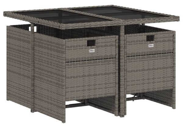 VidaXL 5 db szürke polyrattan kerti étkezőgarnitúra párnákkal