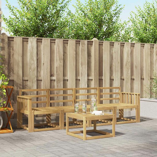 VidaXL Kültéri kanapé szett 5 pcs Fehér 59 x 59 x 37 cm Tömör Akácfa