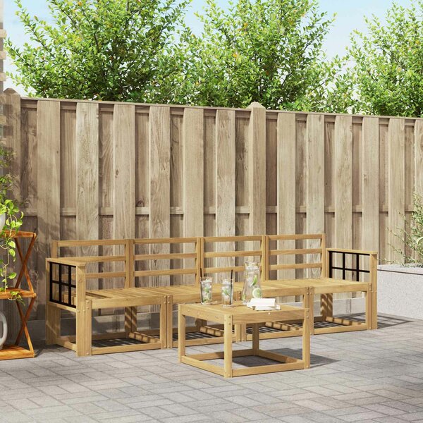 VidaXL Kültéri kanapé szett 5 pcs Fehér 59 x 59 x 37 cm Tömör Akácfa