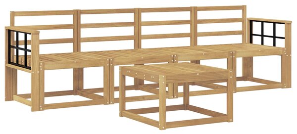 VidaXL Kültéri kanapé szett 5 pcs Fehér 59 x 59 x 37 cm Tömör Akácfa