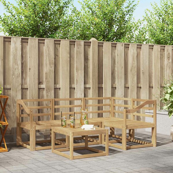 VidaXL Kültéri kanapé szett 5 pcs Fehér 59 x 59 x 37 cm Tömör Akácfa