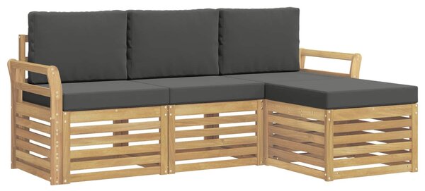 VidaXL Kültéri kanapé szett 4 pcs Fehér és Antracitszürke