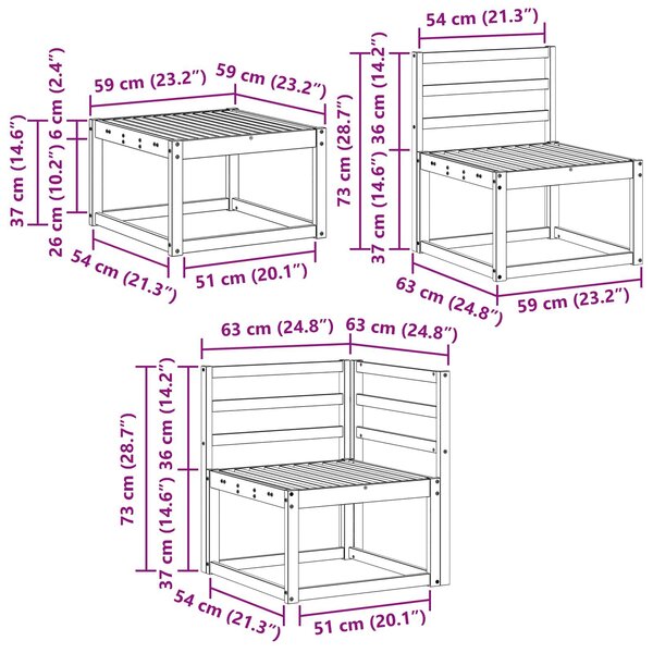 VidaXL Kültéri kanapé szett 5 pcs Természetes Tömör Akácfa