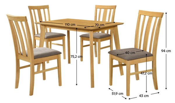 Étkezőgarnitúra 1+4, világos sonoma tölgy/sötétbarna, ROIS SET