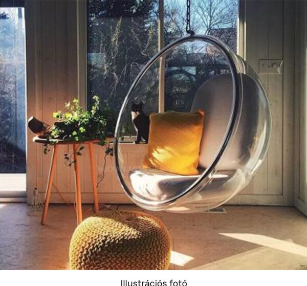 Függő fotel, átlátszó/arany/fehér, BUBBLE NEW TYP 1