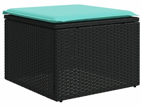 10 db fekete polyrattan kerti kanapégarnitúra párnákkal