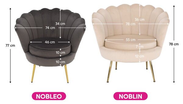 Fotel Art-deco stílusban, bézs Velvet anyag/gold chróm-arany, NOBLIN