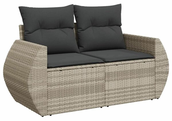 9 db szürke polyrattan kerti kanapégarnitúra párnákkal