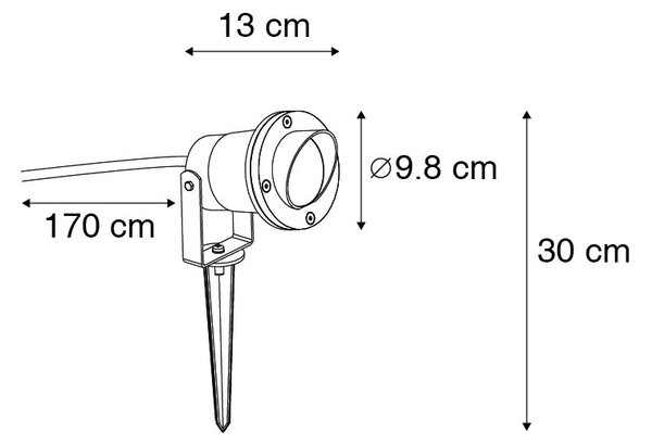 3 db-os kerti tüskés lámpa készlet fekete, kábellel és dugóval IP65 - Done