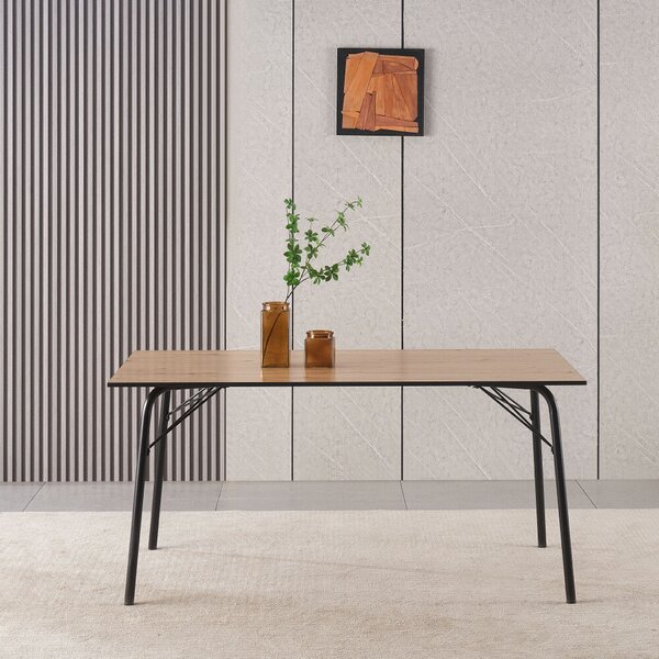 Étkezőasztal, artisan tölgy/fekete, 160x80x75 cm, NALAK TYP 3