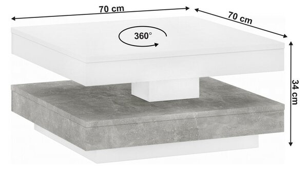 Dohányzóasztal, fehér/ beton, MANDY