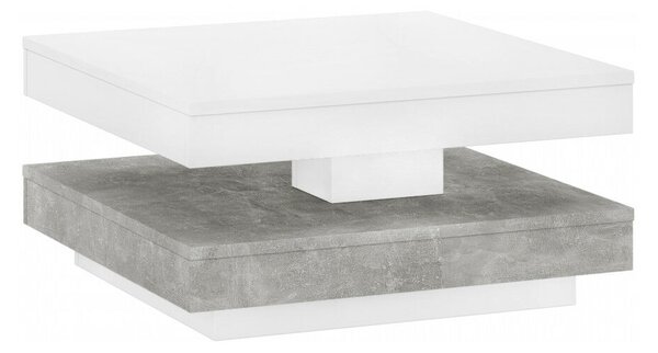 Dohányzóasztal, fehér/ beton, MANDY