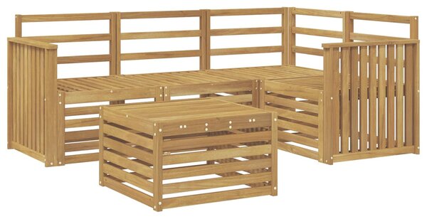 VidaXL Kültéri kanapé szett 5 pcs Fehér 59 x 59 x 37 cm Tömör Akácfa