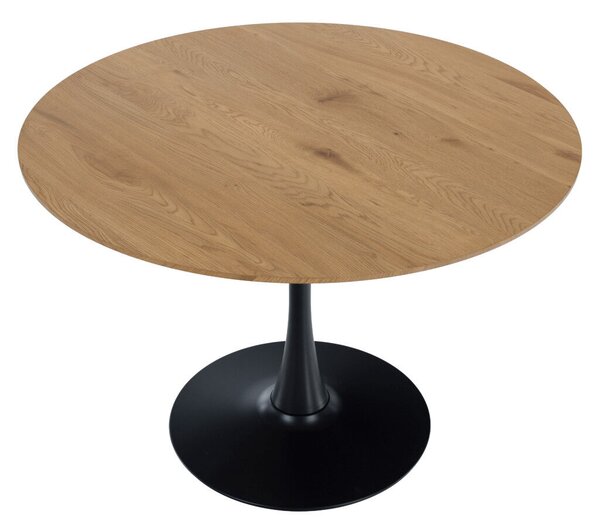 Étkezőasztal, kerek, tölgy/fekete, átmérő 110 cm, REVENTON NEW