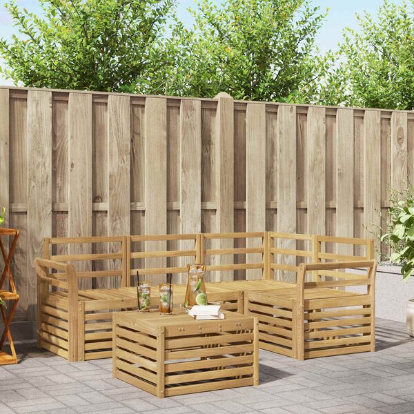 VidaXL Kültéri kanapé szett 5 pcs Fehér 59 x 59 x 37 cm Tömör Akácfa