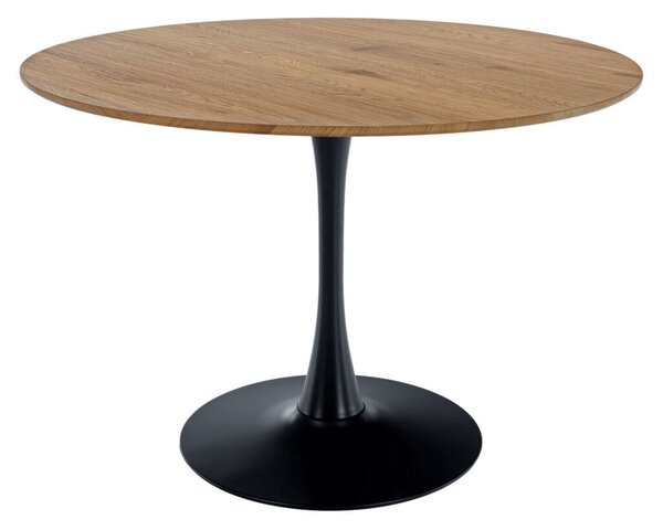 Étkezőasztal, kerek, tölgy/fekete, átmérő 110 cm, REVENTON NEW