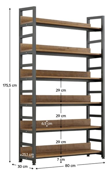 Polcállvány, sötét tölgy/fekete, JANEL TYP 2