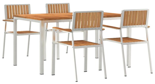 VidaXL Kert étkező szett 5 pcs Barna Tömör tíkfa