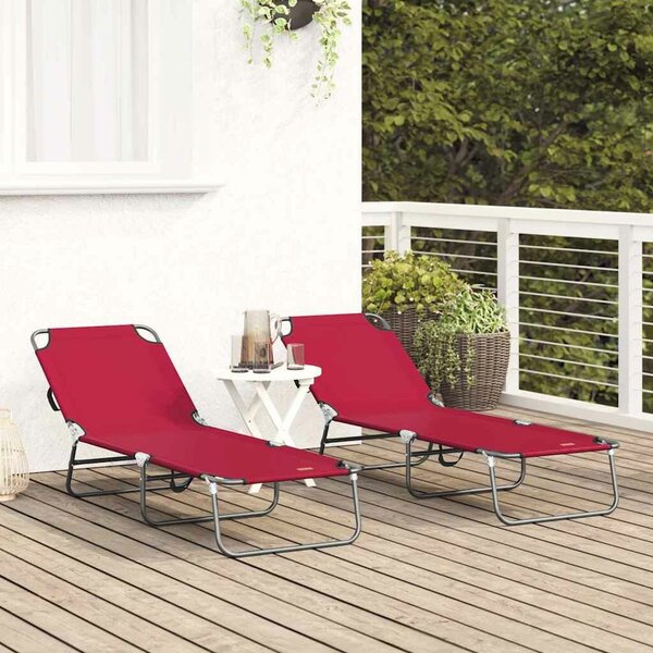 VidaXL Összecsukható nyugágy 2 pcs Piros 56 x 189 x 87cm szövet