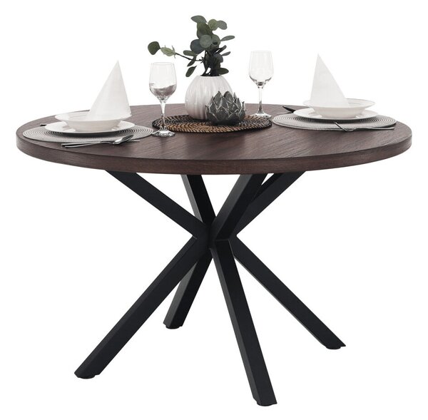 Étkezőasztal, sötét tölgy/fekete, átmérő 120 cm, MEDOR