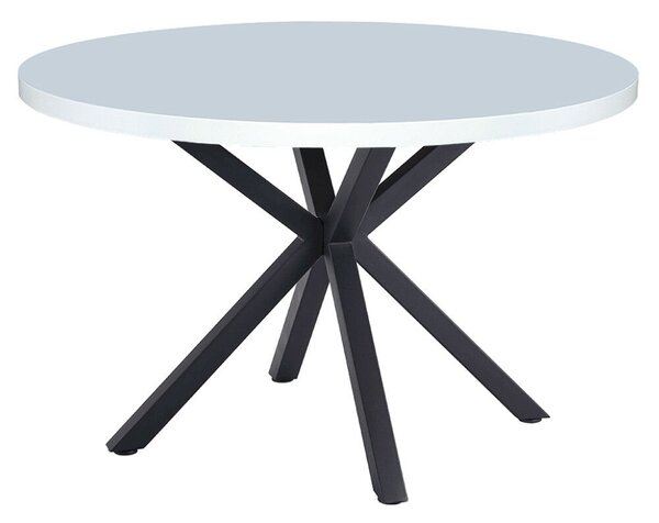 Étkezőasztal, fehér matt/fekete, átmérő 120 cm, MEDOR
