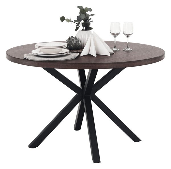 Étkezőasztal, sötét tölgy/fekete, átmérő 120 cm, MEDOR