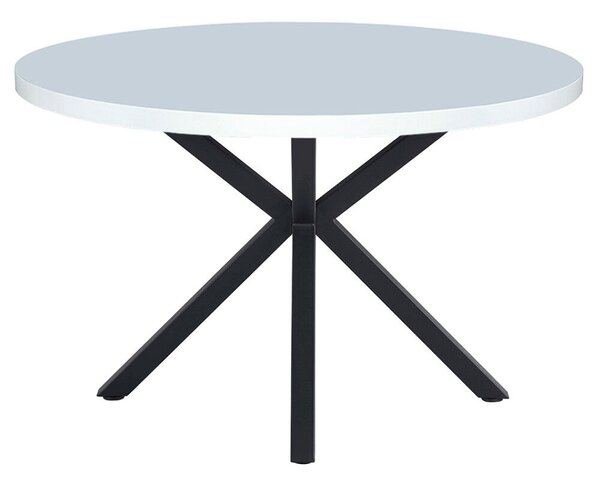 Étkezőasztal, fehér matt/fekete, átmérő 120 cm, MEDOR