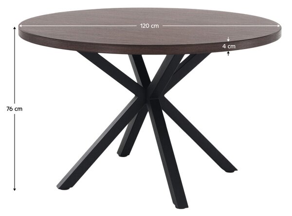 Étkezőasztal, sötét tölgy/fekete, átmérő 120 cm, MEDOR