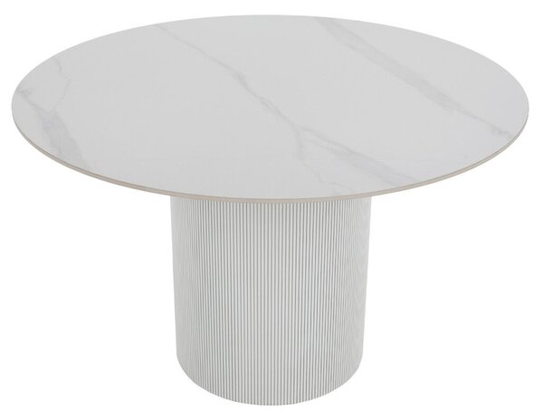 Étkezőasztal, fehér márvány/MDF, átmérő 120 cm, MAHIR TYP 1