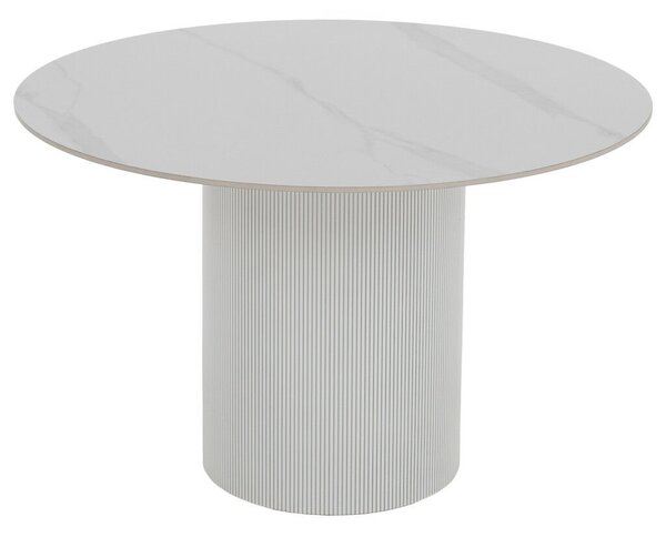 Étkezőasztal, fehér márvány/MDF, átmérő 120 cm, MAHIR TYP 1