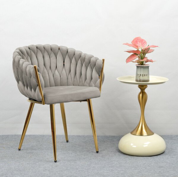 Étkezőszék, szürkésbarna Taupe Velvet szövet/gold króm arany, DEILA
