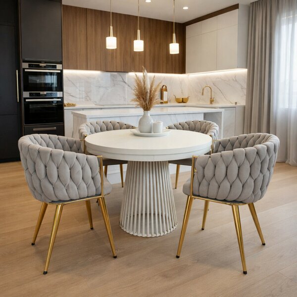 Étkezőszék, szürkésbarna Taupe Velvet szövet/gold króm arany, DEILA