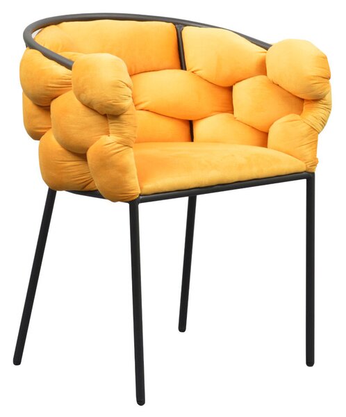 Étkezőszék, sárga Velvet szövet/fekete, DOROTA