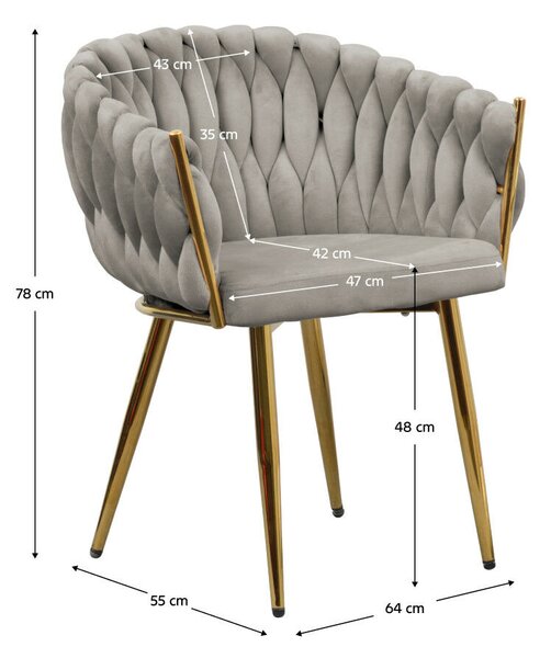 Étkezőszék, szürkésbarna Taupe Velvet szövet/gold króm arany, DEILA