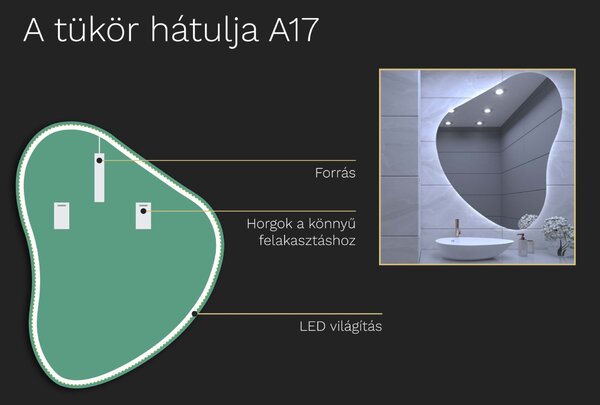 Organikus tükör LED világítással A17