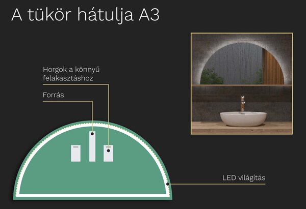 Atipikus tükör LED világítással A3