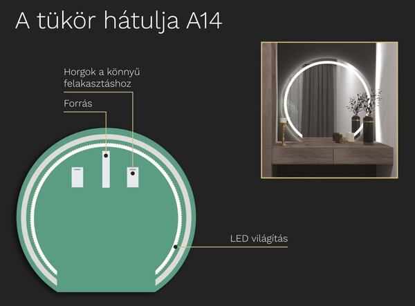 Atipikus tükör LED világítással A14