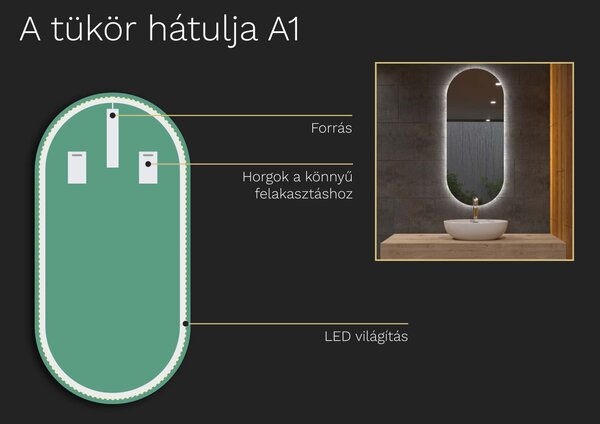 Ovális tükör LED világítással A1