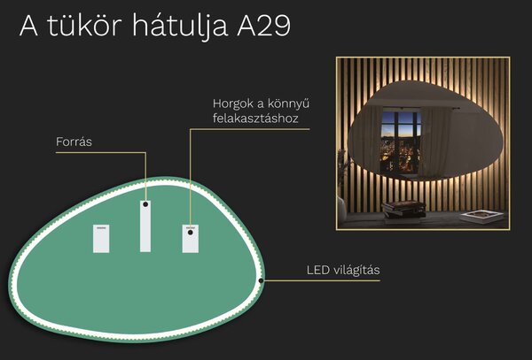 Organikus tükör LED világítással A29