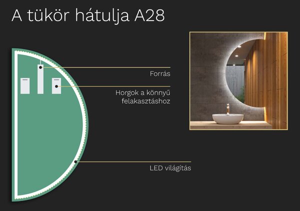 Atipikus tükör LED világítással A28