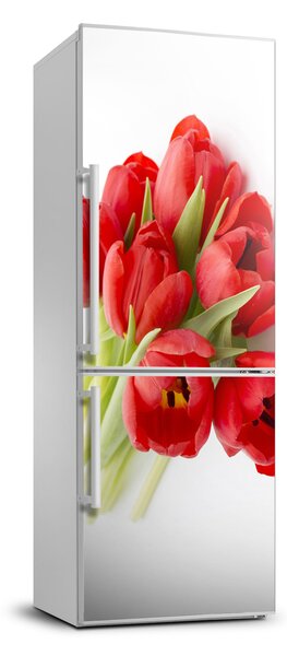 Dekor matrica hűtőre Piros tulipánok