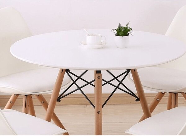 Étkezőasztal, fehér/bükk, átmérő 60 cm, GAMIN NEW 60